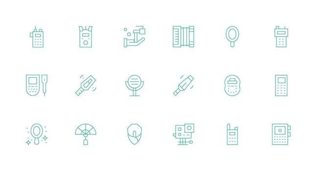 18 Minimal Line Designs for Handheld Icons Clean Icon Collection for Web Use vector