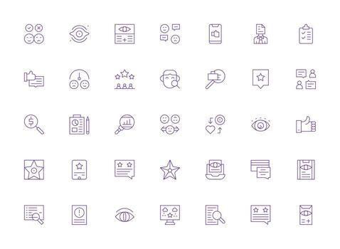 ligero línea estilo revisión íconos con 35 vectores neutral estilo íconos para ninguna proyecto