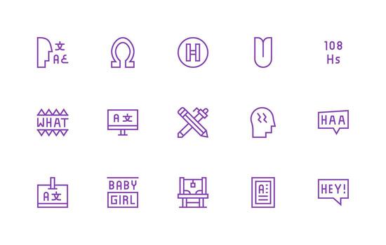 Regular Line Style Typography Icons with 15 Vectors All-Purpose Icon Design Pack