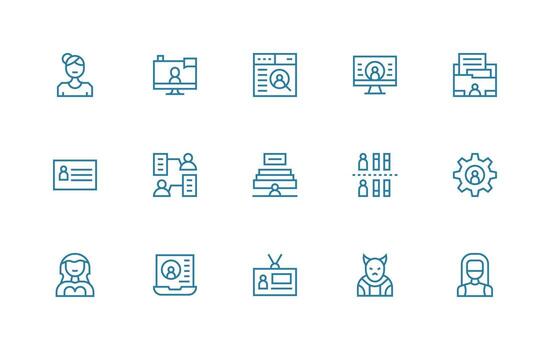 15 regular línea vectores para usuario perfil tema limpiar icono colección para web utilizar