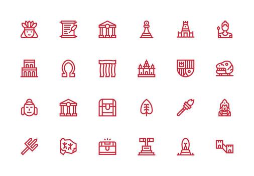 Ancient Icon Set with 24 Thick Line Line Graphics Multi-Style Icons for Creative Projects vector