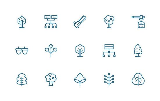 Tree Icon Collection with 15 Regular Line Designs Compact Icon Set vector