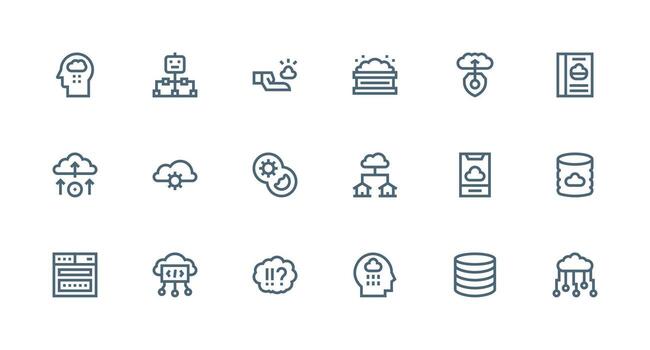 18 fuerte carrera línea vectores para nube informática tema mínimo icono conjunto para interfaz proyectos