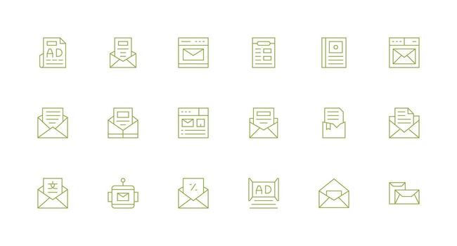 18 Icons for Newsletter in Minimal Line Format Modern Icon Set vector