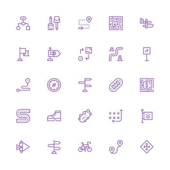Path featuring 25 Icons in Medium Stroke Outline Design UI-Ready Icon Collection vector