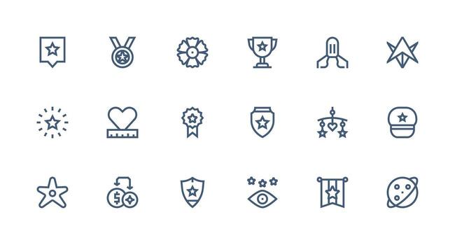 estrella incluso 18 fuerte carrera línea ilustraciones flexible icono sistema para web interfaces vector