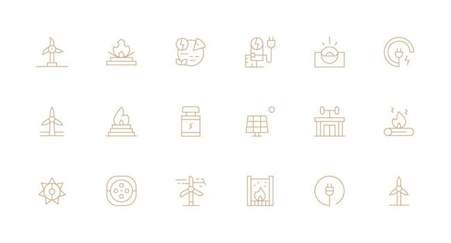 energía fuente conjunto con 18 mínimo línea íconos tablero icono serie vector