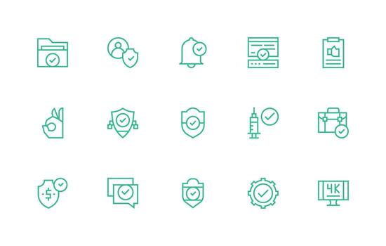 Ok featuring 15 Icons in Regular Line Design Icon Set for Projects vector