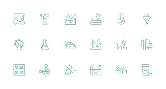 18 Minimal Line Icons for Fun Graphics Detailed Icon Collection for Design Systems vector