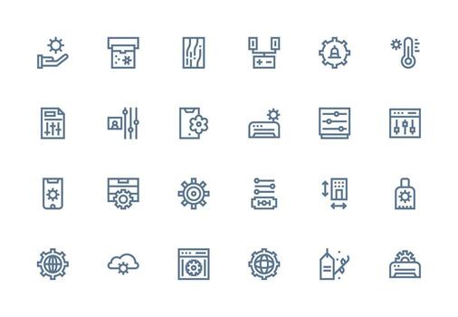 parámetros diseño íconos presentando 24 en grueso línea línea estilo escalable íconos para todas temas vector