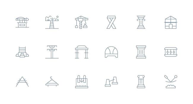 Support Structure Icon Collection with 18 Minimal Line Designs App Icon Pack vector
