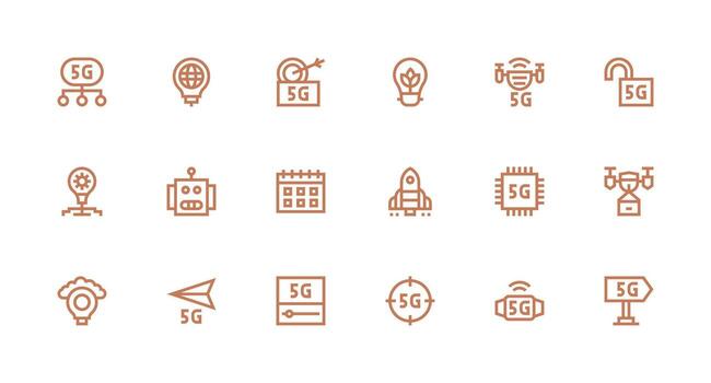 futuro icono conjunto con 18 fuerte carrera línea gráficos equilibrado icono conjunto para funcional diseño vector