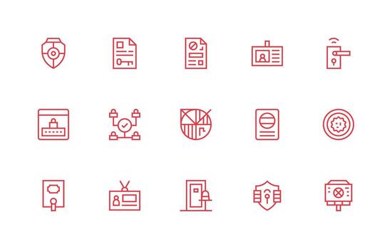 Access Control featuring 15 Icons in Regular Line Design Web and App Icon Pack Collection vector