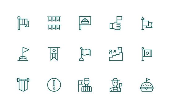 15 Regular Line Style Icons from Flag Collection Editable Icon Collection vector