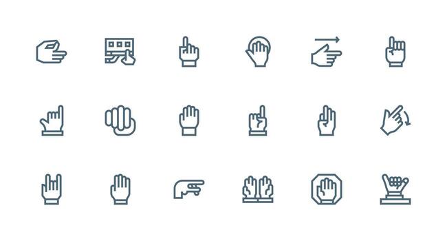 Strong Stroke Line Style Gesture Icons with 18 Vectors Functional Icon Series