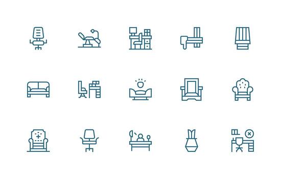 15 Regular Line Vectors for Chair Theme Flexible Icon System for Web Interfaces