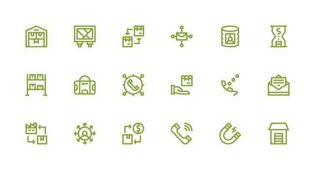 18 Strong Stroke Line Vectors for Inbound Theme Optimized Icon Pack for Digital Products
