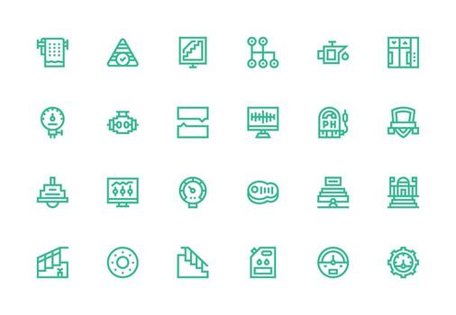 Level Design Icons featuring 24 in Thick Line Line Style Full Icon Library for UI Designers vector