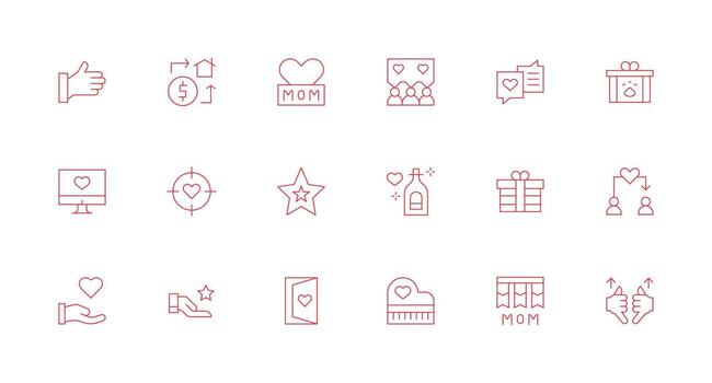 18 Minimal Line Icons for Appreciation Graphics App Icon Pack vector
