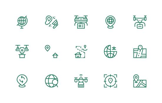 15 Icons for Mapping in Regular Line Format Design Icon Pack vector