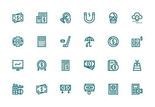 Loss featuring 24 Icons in Thick Line Line Design Icon Set for Web vector