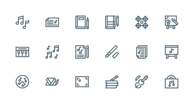18 Strong Stroke Line Icons for Composition Graphics Web Icon Collection vector