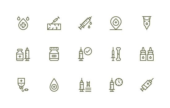 15 Regular Line Style Icons from Injection Collection Layout Icon Collection vector