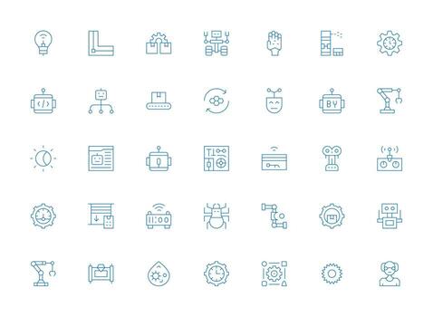 Automation featuring 35 Icons in Light Line Design Digital Product Icons for Fast Delivery vector