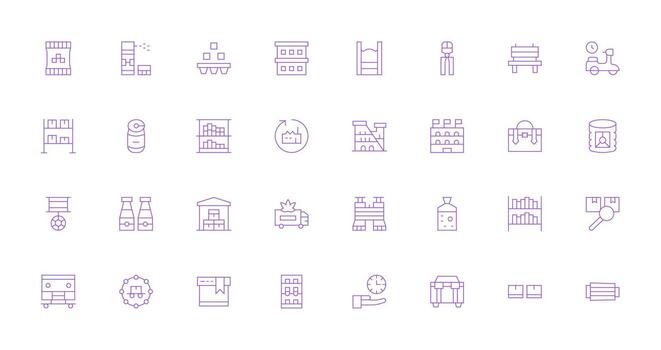 Logistic Icon Collection with 32 Thin Line Designs Full Icon Library for UI Designers vector