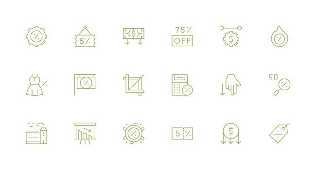 Minimal Line Style Reduction Icons with 18 Vectors General Use Icon Pack
