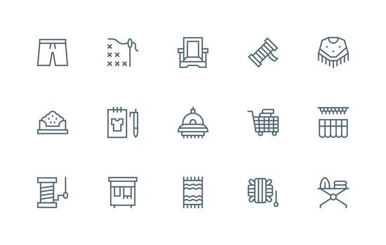 Regular Line Style Fabric Icons with 15 Vectors Reusable Icon Set