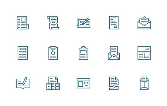 15 Regular Line Icons for Form Graphics Flexible Icon System for Web Interfaces vector