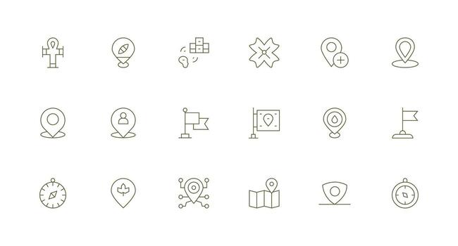 mínimo línea estilo posición íconos con 18 vectores de múltiples fines icono paquete para plantillas