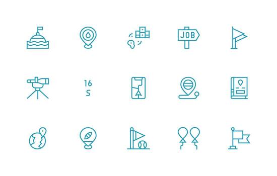 Position Icon Set with 15 Regular Line Graphics User Interface Icons for Digital Products vector