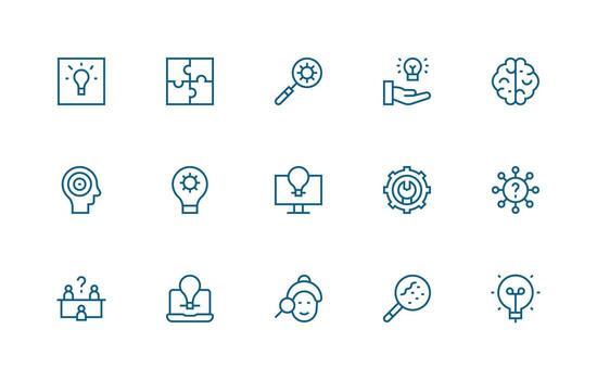 problema resolviendo icono colección con 15 regular línea diseños web y aplicación icono paquete colección vector