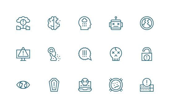 Regular Line Style System Failure Icons with 15 Vectors General Use Icon Pack