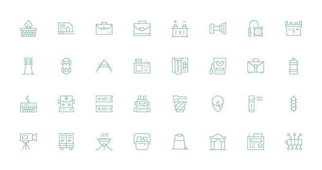 32 íconos para portátil en Delgado línea formato todas dispositivo compatible icono conjunto vector