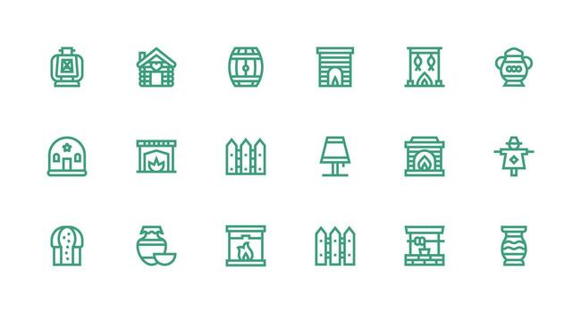 Strong Stroke Line Style Rustic Icons with 18 Vectors Detailed Icon Collection for Design Systems
