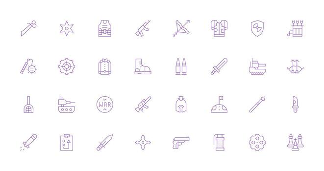 32 Thin Line Style Icons from Tactical Collection Interface Icons for Daily Use vector