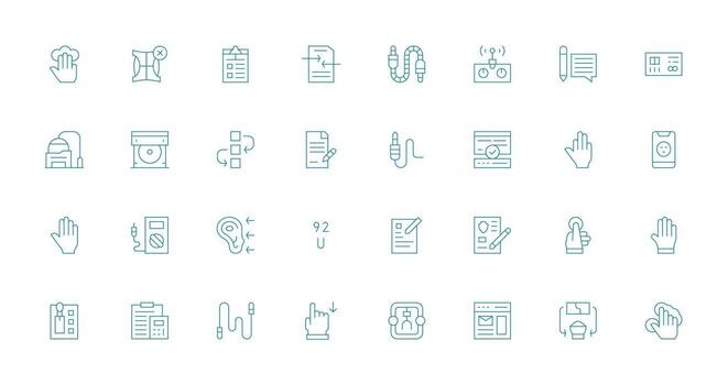 entrada visual paquete conteniendo 32 Delgado línea íconos íconos construido para visual consistencia paquete vector