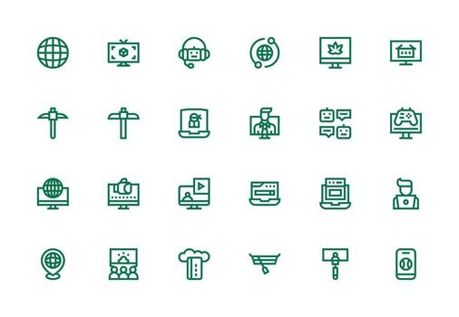 24 íconos para virtual en grueso línea línea formato general utilizar icono paquete vector