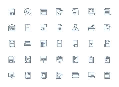 35 notas íconos en regular limpiar línea estético limpiar icono colección para web utilizar vector