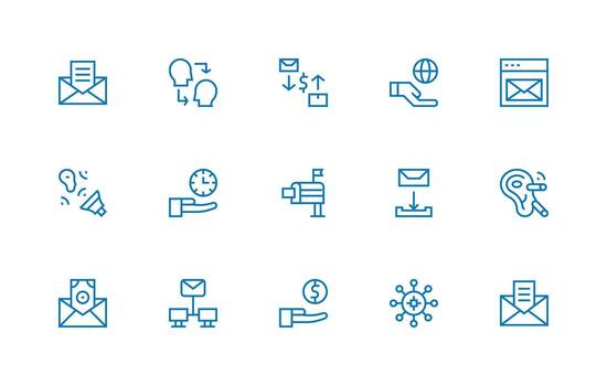 Receive featuring 15 Icons in Regular Line Design Complete Icon Bundle for Web Design vector