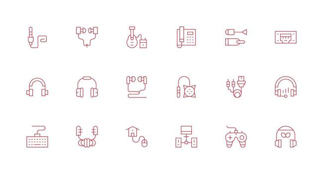 Wired Icon Set with 18 Minimal Line Graphics Glyph Icon Series vector
