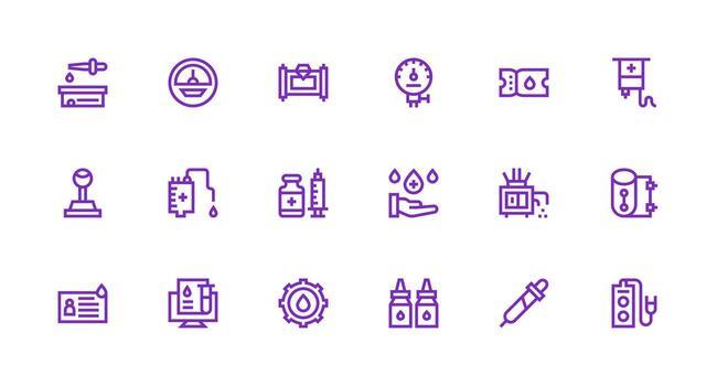 18 Icons for Fluid in Strong Stroke Line Format Quick Access Icons for UI Development vector