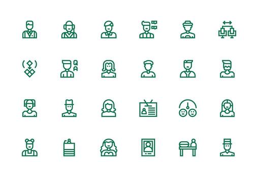 Client Design Icons featuring 24 in Thick Line Line Style Design Ready Icon Set for Teams vector
