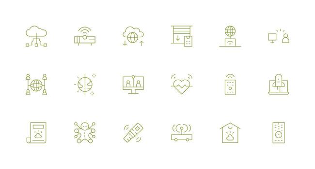 Remote featuring 18 Icons in Minimal Line Design Interface Icons for Daily Use vector