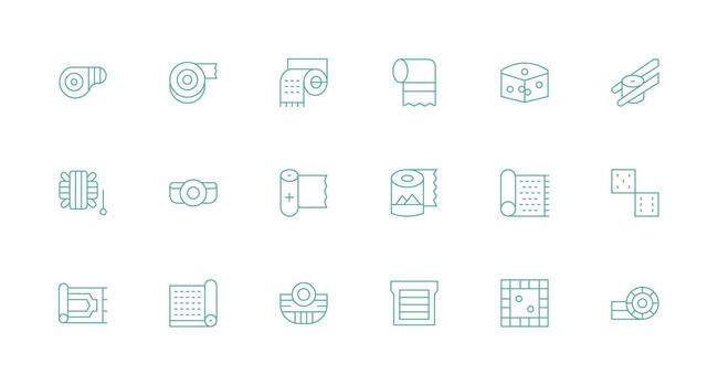 18 Minimal Line Style Icons from Roll Collection Full Icon Library for UI Designers vector