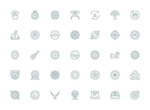 35 Light Line Icons for Circular Graphics Simplified Icon Pack for Visual Tools vector
