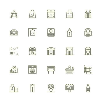 Retail featuring 25 Icons in Medium Stroke Outline Design Flexible Icon System for Web Interfaces vector
